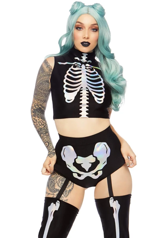 Leg Avenue Holographic Skeleton, Small, Black, 0.3 kg - Image 1