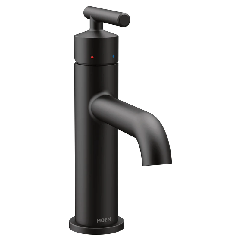 Moen 6145BL Gibson One-Handle Single Hole Modern Bathroom Sink Faucet with Optional Deckplate, Matte Black