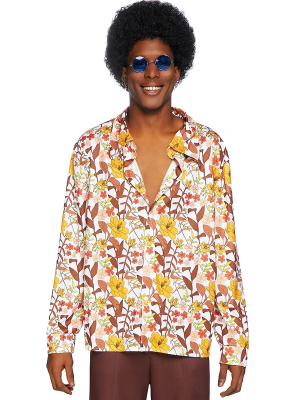 Leg Avenue Mens 70s Floral Shirt, Medium/Large, Multicolour, 0.3 kg