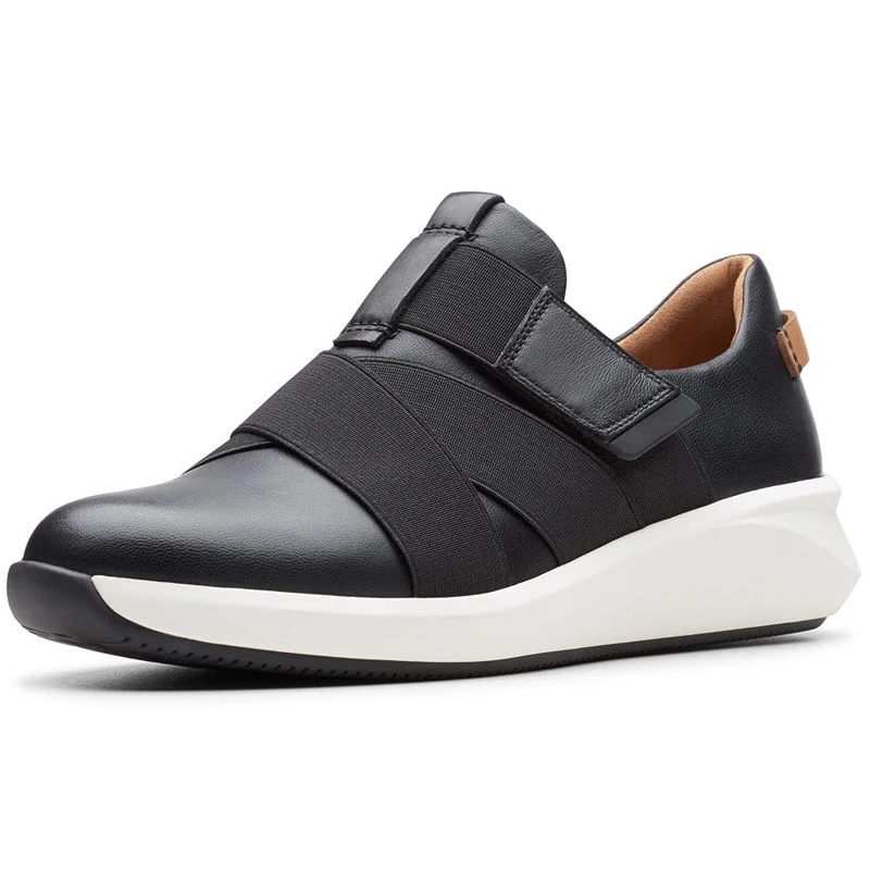 Clarks Women's Un Rio Strap Sneakers, Black Leather, 3 UK