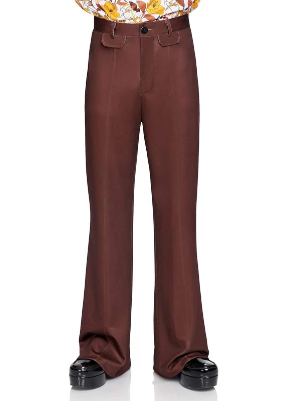 Leg Avenue Mens Bell Bottom Pants, Medium/Large, Brown, 0.3 kg - Image 1