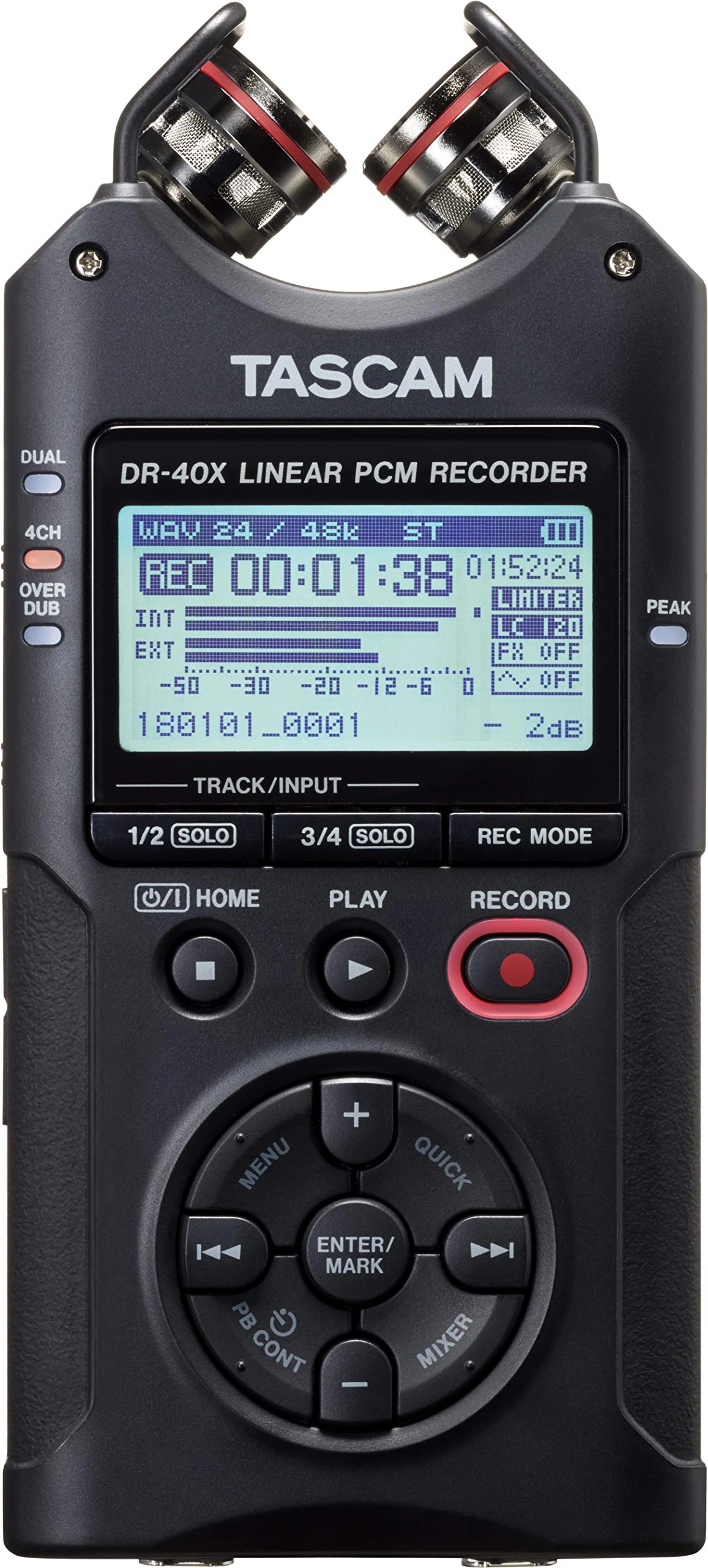 Tascam DR-40X portable four-track audio recorder and USB interface