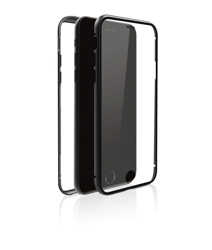 Hama Black Rock 360° Glass Protective Phone Case for Apple iPhone 7/8, Perfect Protection, Slim Design, Plastic, 360° Cover, Black
