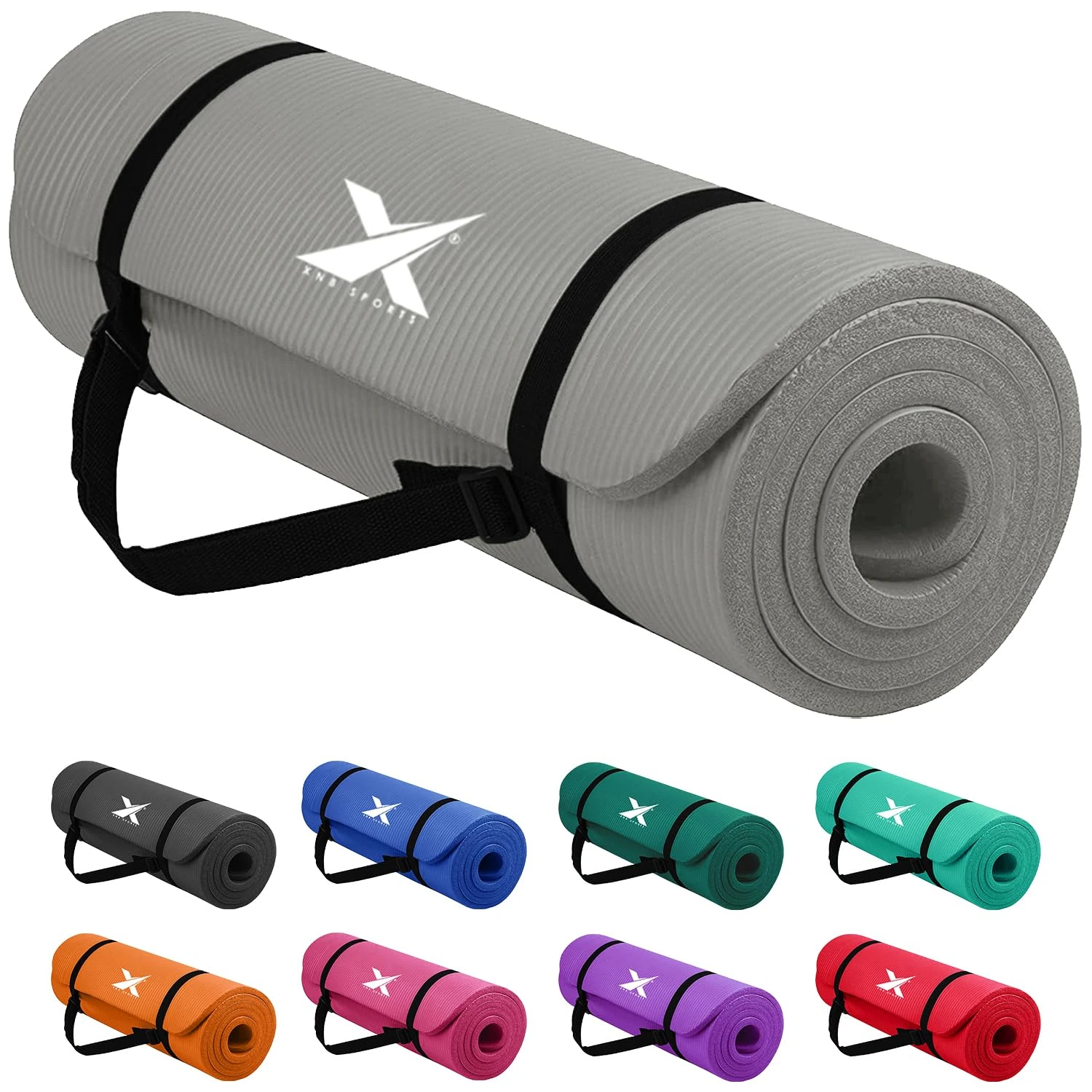 Xn8 Sports Yoga mat 15mm Thick NBR Exercise Mat - Non-Tearable Pilates Mat with Extra Carry Strap- Lightweight Yoga Mats for Women Men for Aerobics, Lunges, Planks Indoor & Outdoor 61x20x1.5 cm