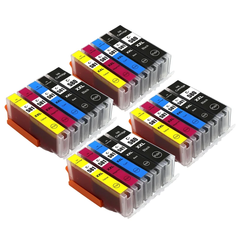 Go Inks Compatible PGI-580XL & CLI-581XL Ink Cartridges – 20 Pack for Canon PIXMA Printers – 22ml/12ml – 580 581 XL Multipack - High Yield – Black, Cyan, Magenta, Yellow - 4 Sets