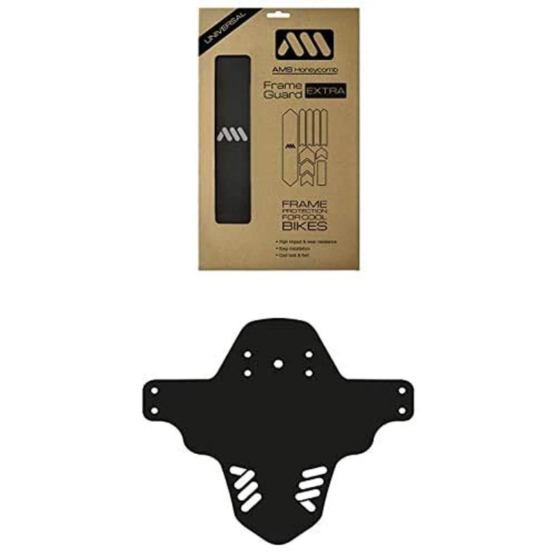 All Mountain Style AMS High Impact Frame Guard Extra Black/Silver + Front Mud Guard Black/White