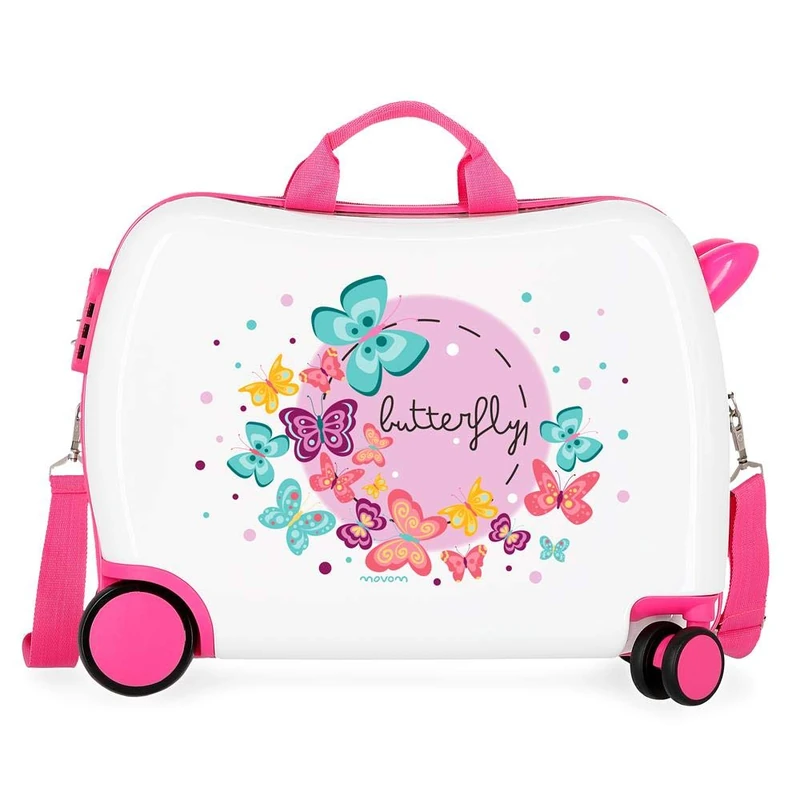 MOVOM Kid's Happy Time Rolling Suitcase, Butterfly, 50 centimeters