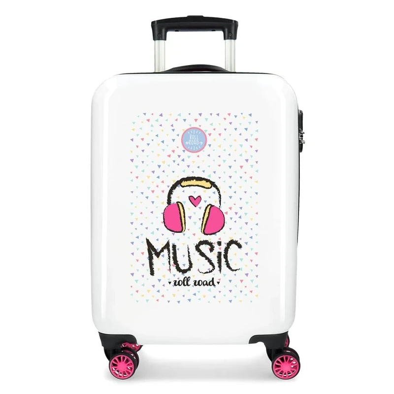 Roll Road Music Pink Cabin Suitcase 37 x 55 x 20 cm Rigid ABS Combination Lock 34 Litre 2.6 kg 4 Double Wheels Hand Luggage
