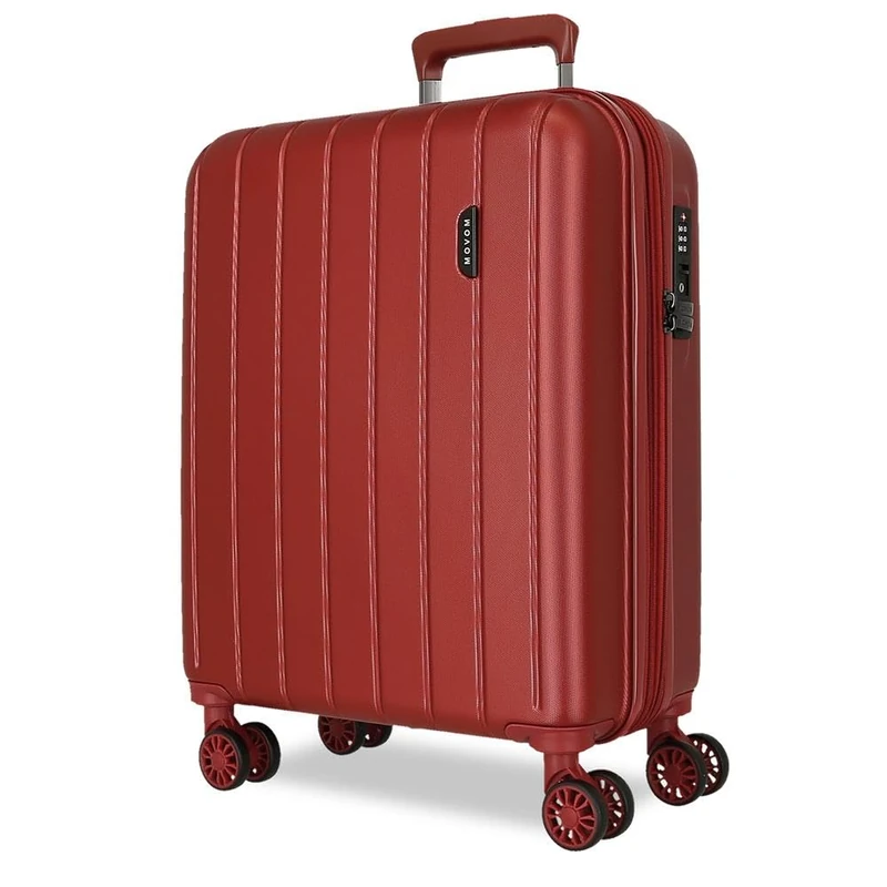 Movom Wood Red Cabin Suitcase 40 x 55 x 20 cm Rigid ABS TSA Lock 38 Litre 3.2 kg 4 Double Wheels Hand Luggage