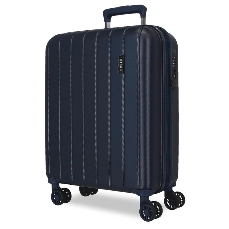 Movom Wood Blue Cabin Suitcase 40 x 55 x 20 cm Rigid ABS TSA Lock 38 Litre 3.2 kg 4 Double Wheels Hand Luggage