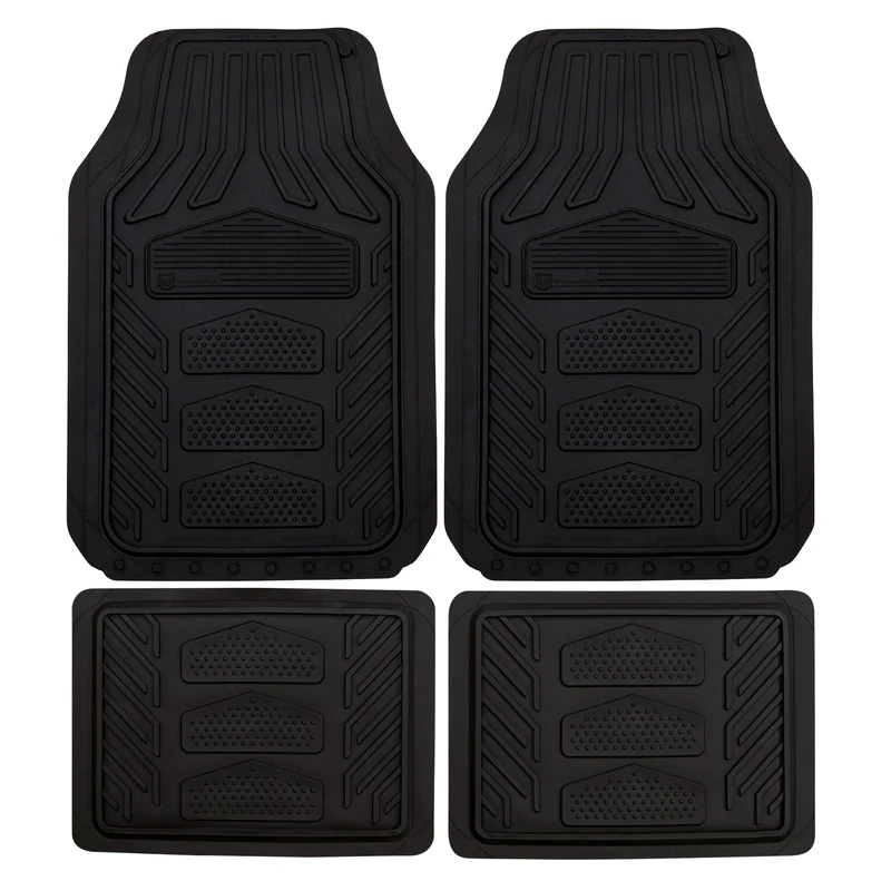 Plasticolor 001630R01 All Black Premium Quality 4 Piece Heavy Duty Floor Mat Set