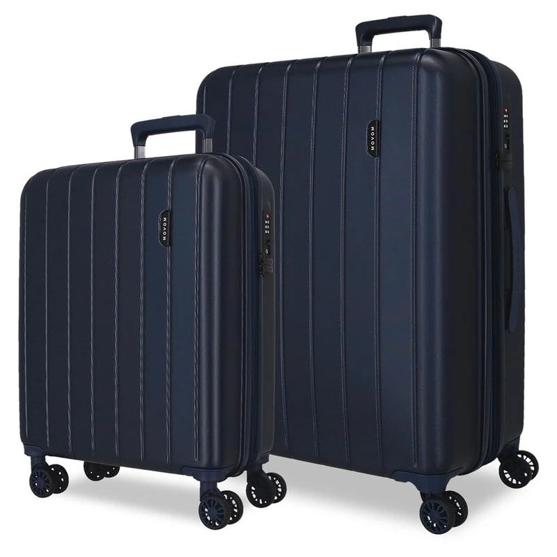 Movom Wood Blue Luggage Set 55/70 cm Rigid ABS TSA Lock 119 Litre 4 Double Wheels Hand Luggage