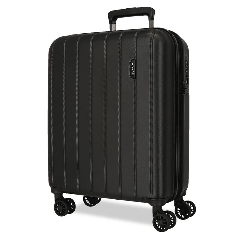 Movom Wood Black Cabin Suitcase 40 x 55 x 20 cm Rigid ABS TSA Lock 38 Litre 3.2 kg 4 Double Wheels Hand Luggage