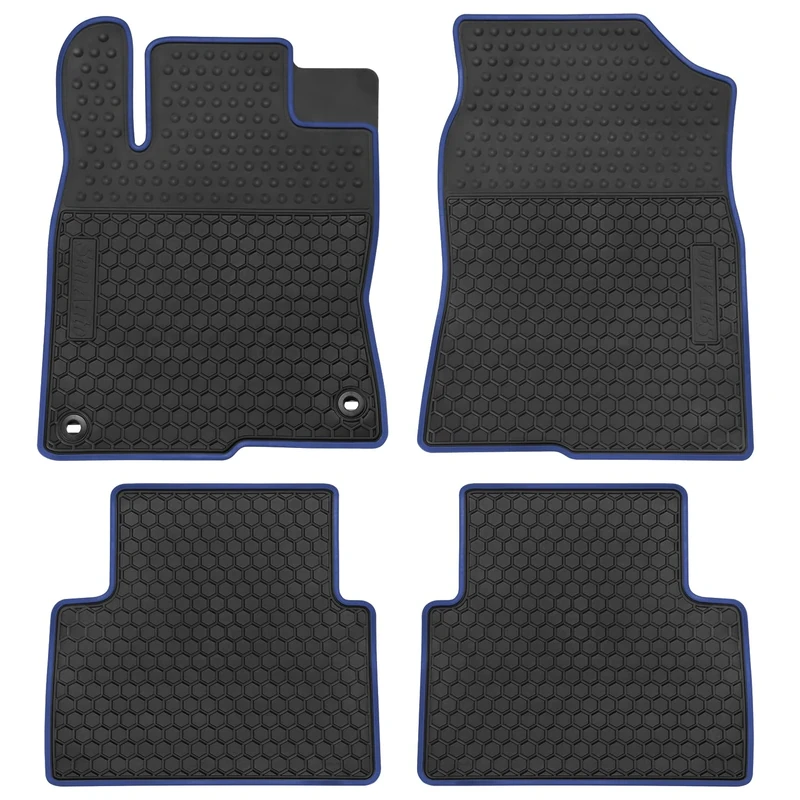 HD-Mart Car Rubber Floor Mat for Honda Civic 10th Generation 2016-2017-2018-2019 Custom Fit Black & Navy Blue Auto Liner Mats All Weather, Heavy Duty & Odorless