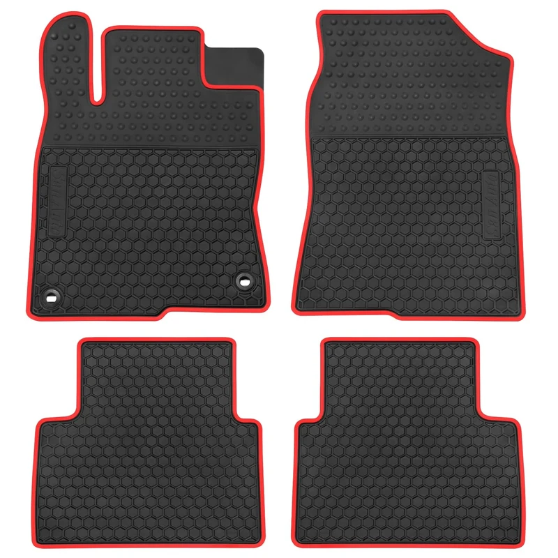HD-Mart Car Rubber Floor Mat for Honda Civic Sedan 10th Generation 2016 2017 2018 2019 2020 2021 Custom Fit Black and Red Auto Floor Liners Mat All Weather Protection Heavy Duty Odorless