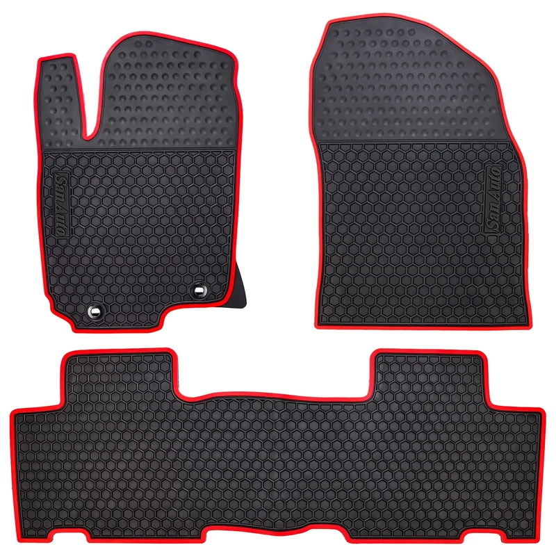 HD-Mart Car Rubber Floor Mat for Toyota RAV4 2014-2015-2016-2017-2018 Custom Fit Black & Red Auto Liner Mats All Weather, Heavy Duty & Odorless