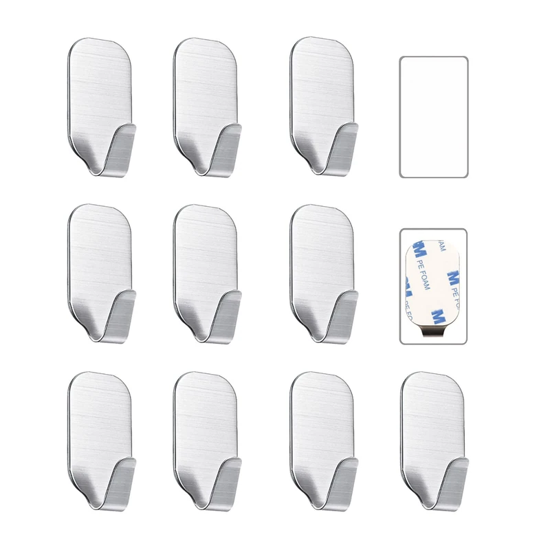 Kiemeu Small Sticky Hooks for Hanging Extra Strong Self Adhesive Hooks Heavy Duty Stick On Hook for Walls, Wall Hangers Without Nails, Pack of 10