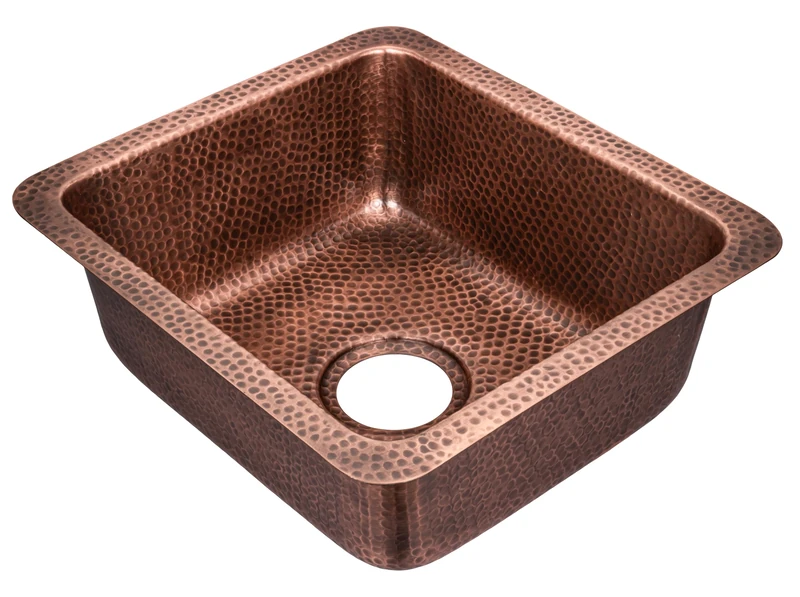 Monarch Abode 17090 Pure Copper Hand Hammered Highball Single Bowl Kitchen Sink (17 inches)