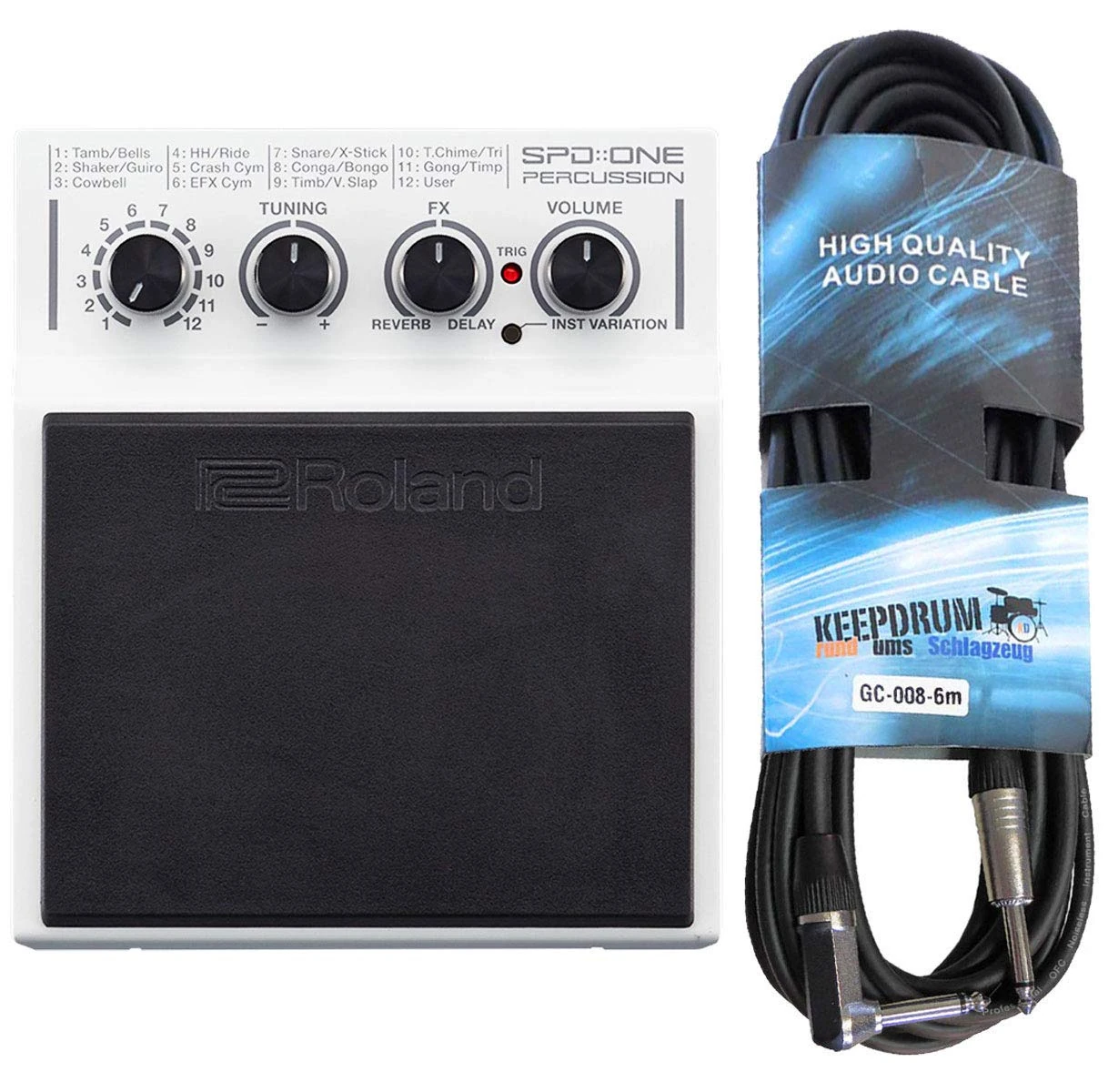 Roland SPD One Percussion Pad + Keepdrum Jack Cable 6 m