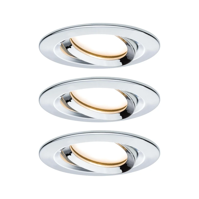 Paulmann 93684 Nova Plus LED recessed luminaire Set of 3 Round Swivel 3x6.8W IP65 dim recessed Spotlight Chrome spot Aluminium recessed lamp 2700K