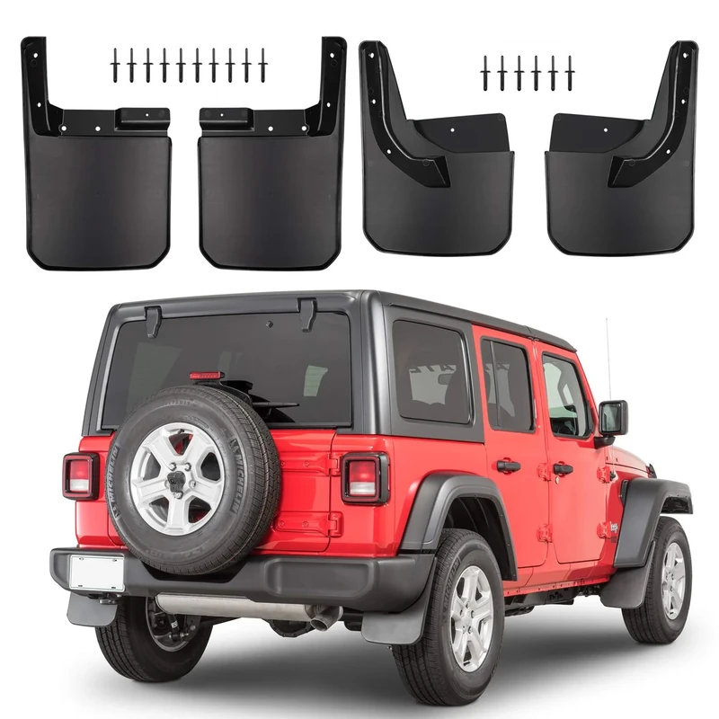Front & Rear Splash Guards Fender Flares Mud Flaps for 2018 Jeep Wrangler JL