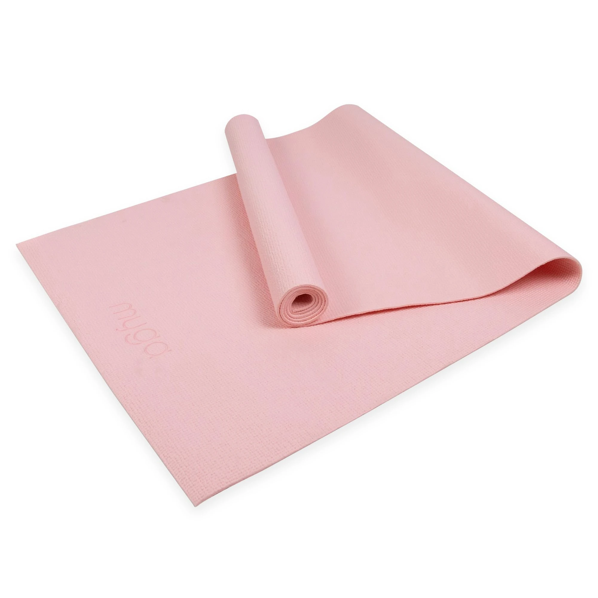 Myga RY1114 - Entry Level Yoga Mat - Exercise Fitness Mat for Pilates - Core Workout for Home, Gym, Yoga Studio, 173 x 61cm, 4mm Thickness, Dusty Pink