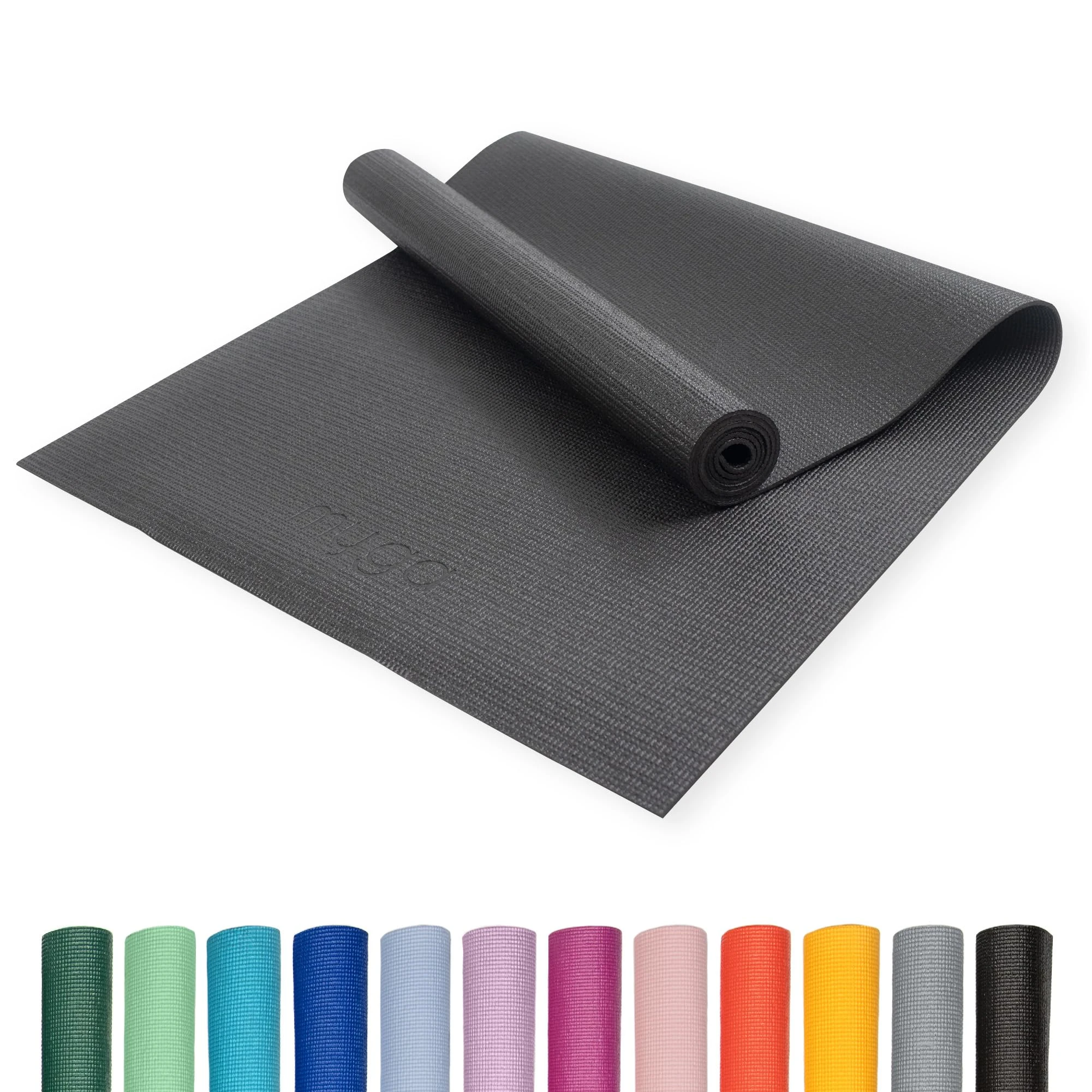 Myga RY1113 - Entry Level Yoga Mat Unisex Exercise Fitness Mat for Pilates - Core Workout for Home, Gym, Yoga Studio, 173 x 61cm, 4mm Thickness, Black