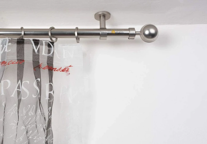 InCasa Curtain Pole: Ø 28 mm, Length 260 cm, Satin Steel, Stainless Steel