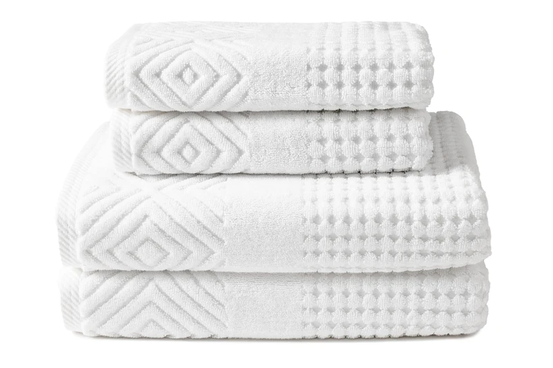 Texere Organic Cotton Jacquard Bath Towels (Tulip 4 PK, 4) Top