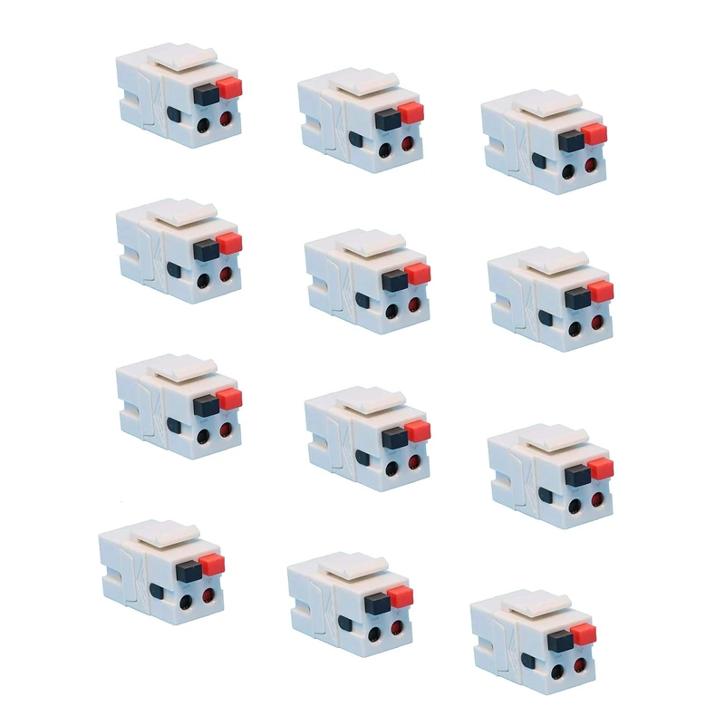 DIYTECH Speaker Keystone Jack – Spring Loaded Speaker Jack for Keystone Wall Plate, Female to Female, for Home Theater Wall Plates - White (12-Pack) - Image 1