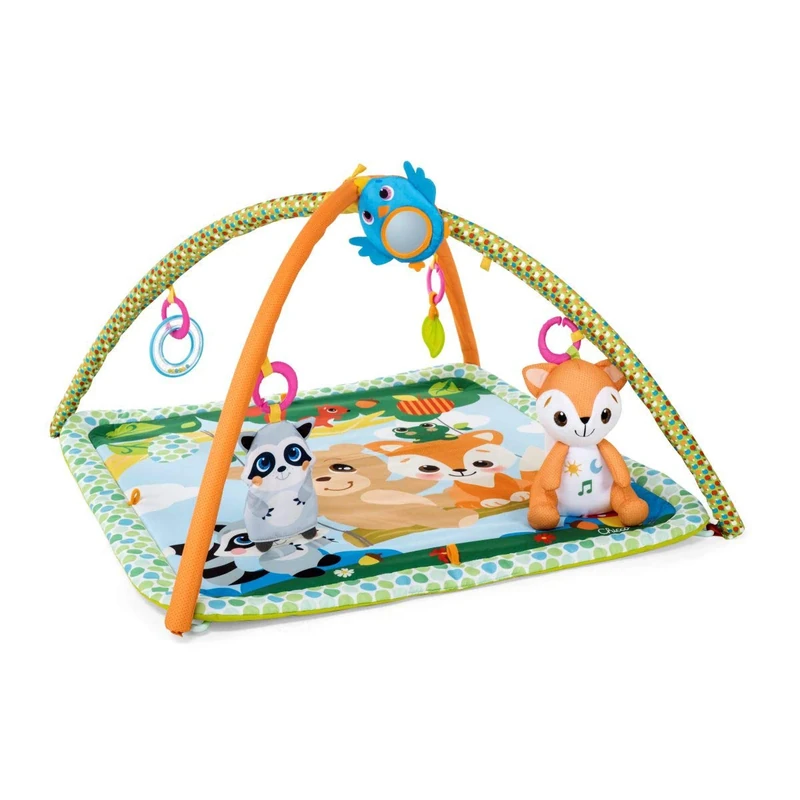 Chicco Forest Gym Mat, Play Mat with Arches, Multifunction, 5 Detachable Hanging Toys, Plush Fox, Relaxing Music