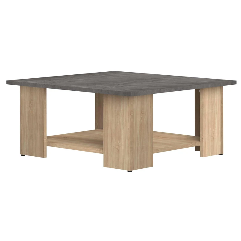Symbiosis Square Coffee Table Lounge, Melamine/Oak/Concrete, 67 x 67 x 30.5 cm