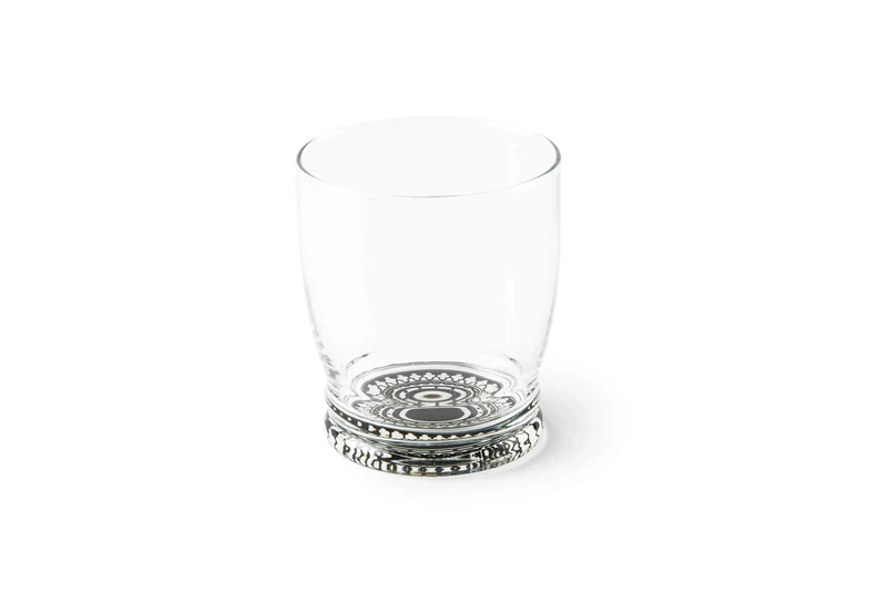 Excelsa Boheme Noir Set of 6 Water Glasses with Decorated Base, Glass