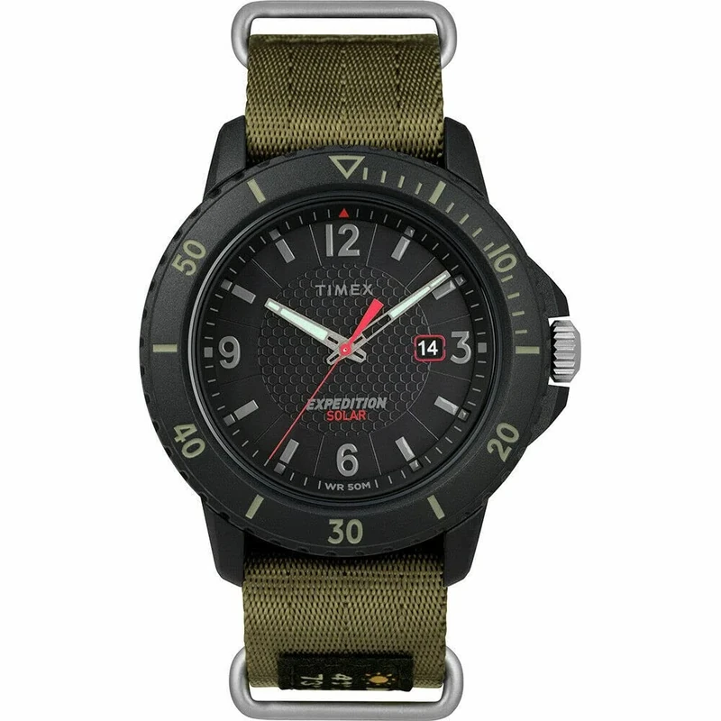 Timex Expedition Gallatin Solar Men's Nylon Strap Watch TW4B14500, Olive Slip-Thru, 44 mm - Image 1