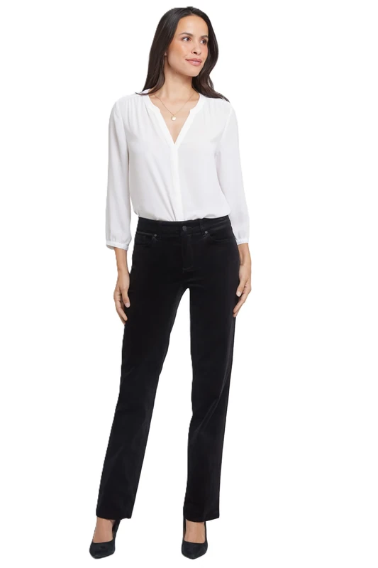 NYDJ Women's Marilyn Straight Jeans, Black, 14 32