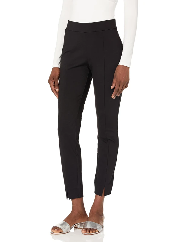 NYDJ Women's Basic Ponte Legging with Front Slit, Black, 12 28