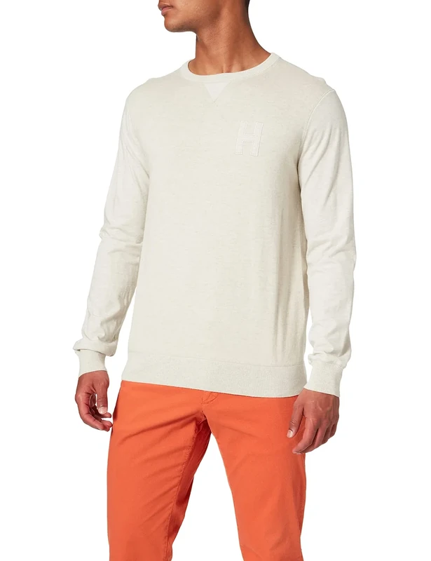 Hackett Men's Jersey Knit Crew Jumper, Off-White (Ecru 814), Small