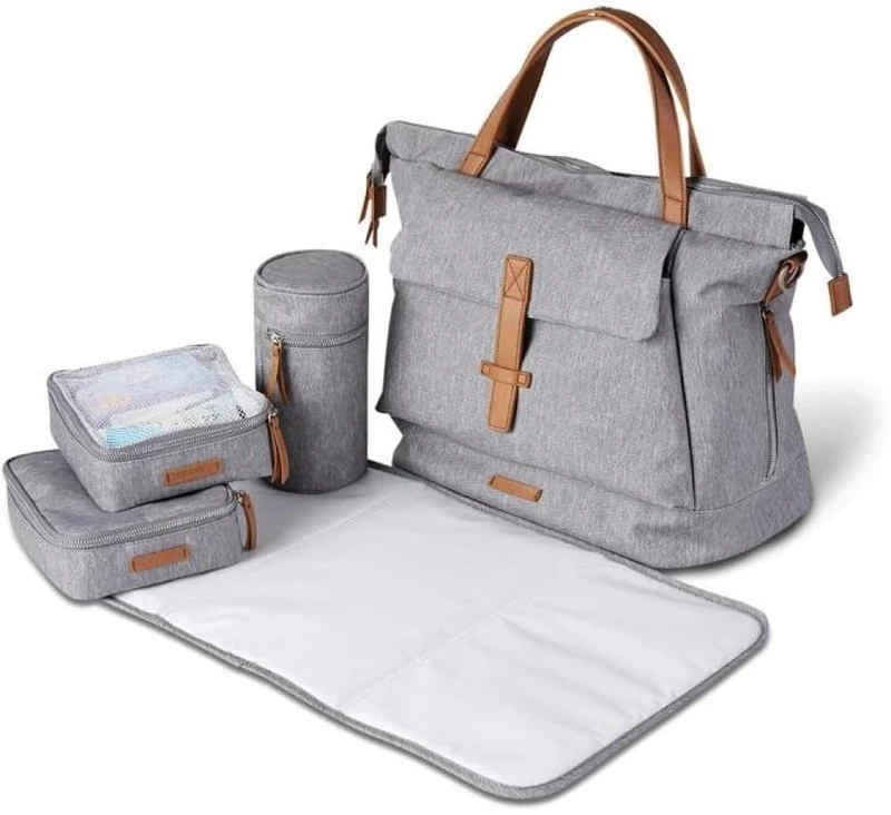 baba bing Erin Tote Style Large Baby Changing Bag - Grey
