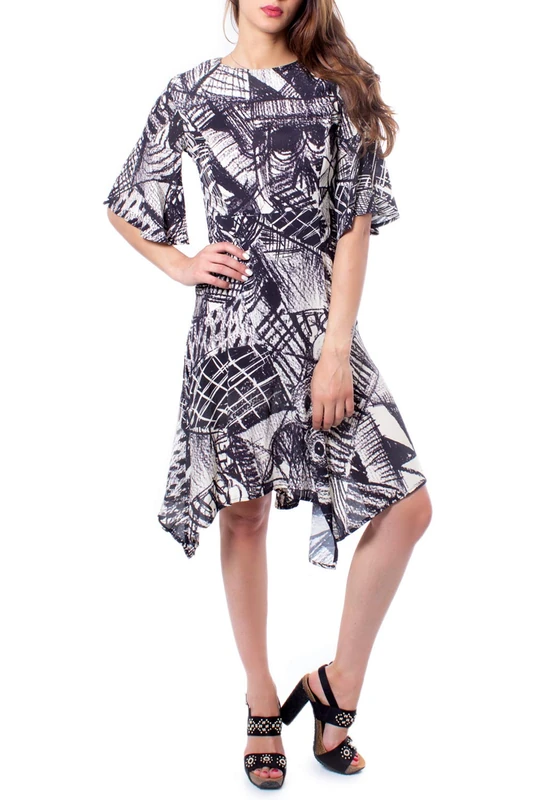 Desigual womens DRESS MARIAN Knee-Length 3/4 Sleeve Dress, White (Crudo 1001), 8 (Manufacturer Size: 36)