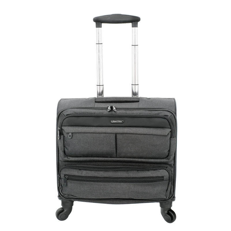 LIGHTPAK Business Laptop Overnight Trolley Ronney 600D Nylon Travel Suitcase with 4 Wheels 360°, Charcoal, 44 cm, Case