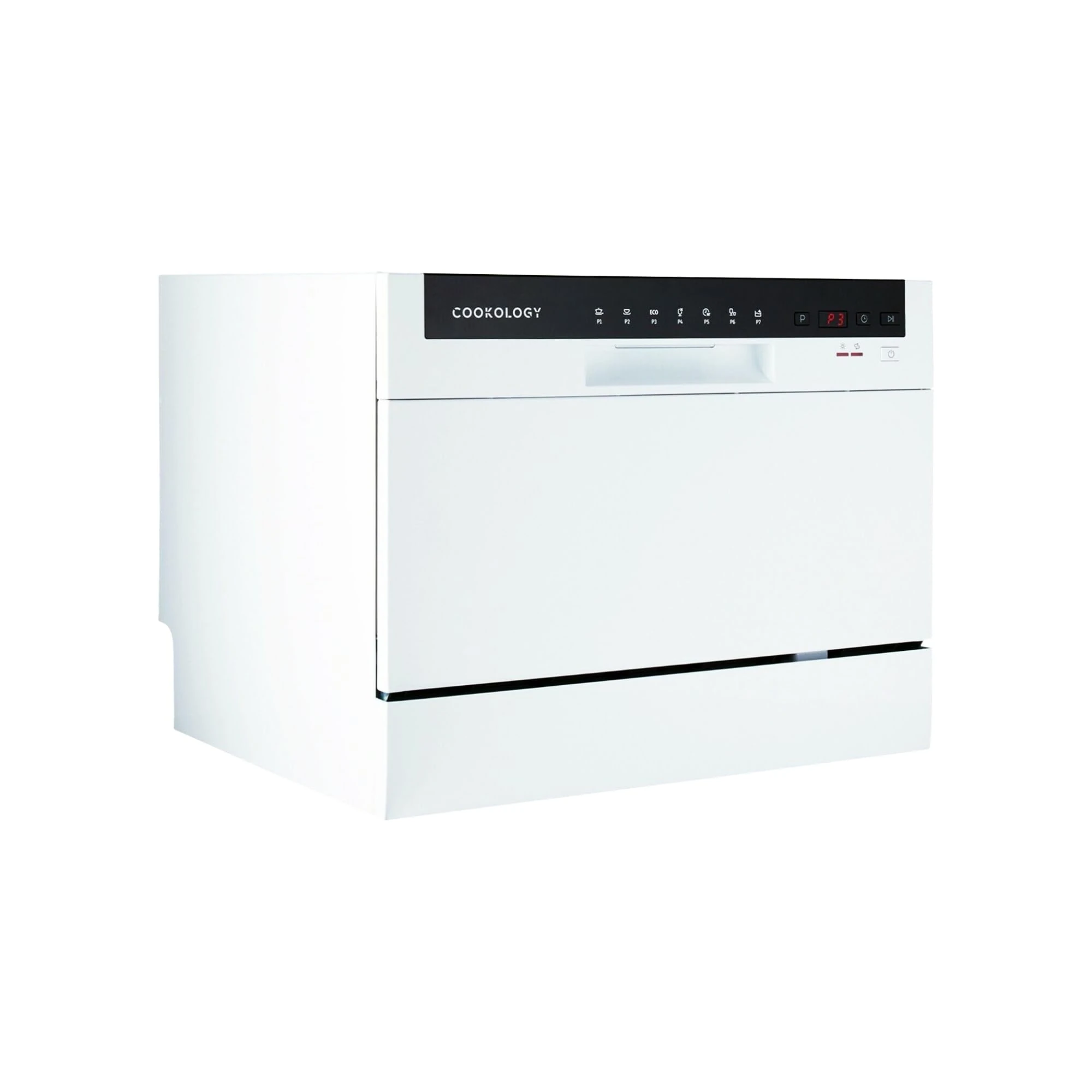 Cookology CTTD6WH Mini Counter Top Dishwasher in White - 6.5 Litre Capacity - Table Top - Compact Design - 6 Drying Settings - 7 Wash Cycles - ECO Friendly Mode