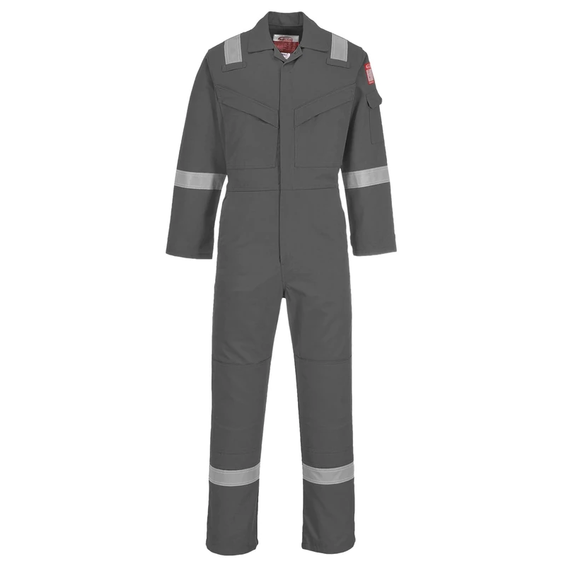 Portwest FR50 Men's Bizflame Work FR Coverall Flame Resistant Hi Vis Anti-Static Arc Proof Safety Overalls Reflective Knee Pad Pockets CE Certified Offshore Workwear, Grey, 4XL