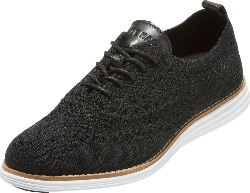 Cole Haan Women's Originalgrand Stitchlite Wingtip Oxford, Black Knit/Optic White, 4 UK