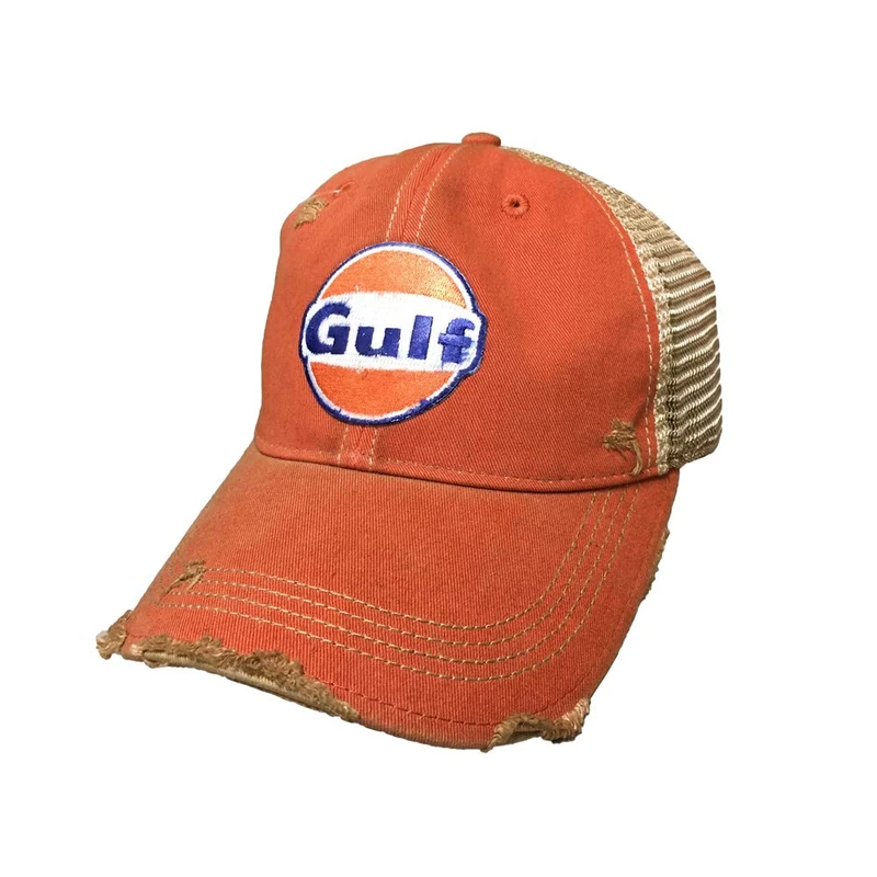 Gulf Distressed Vintage Adjustable Snapback Hat, Distressed Orange, One Size