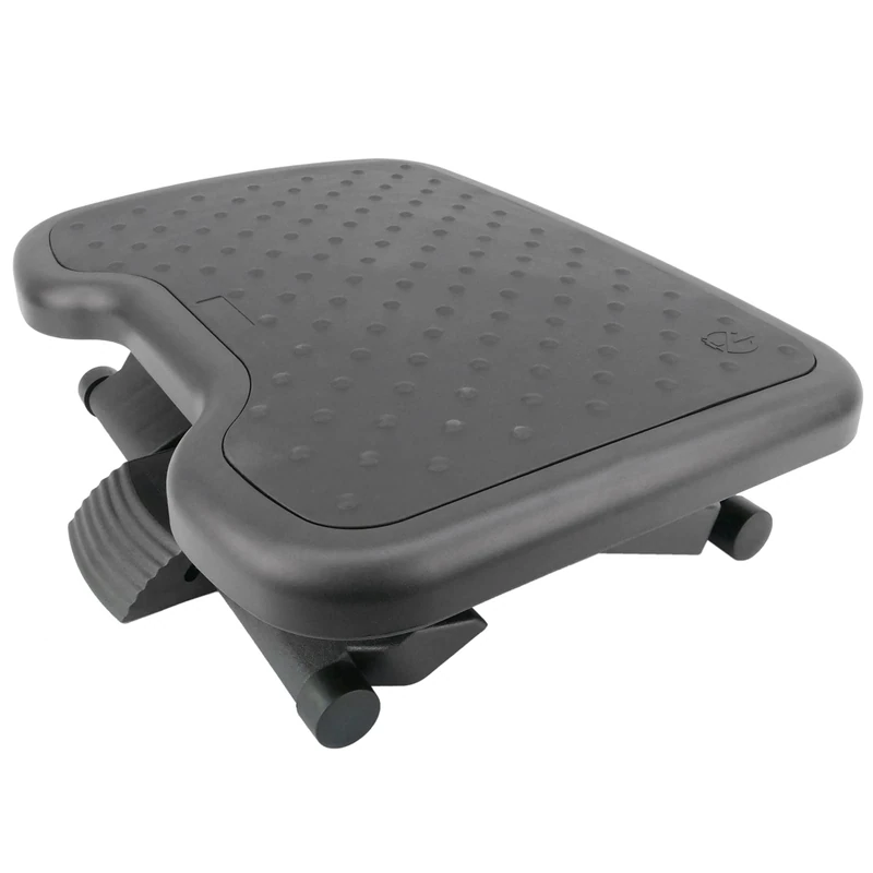 PrimeMatik - Footrest with adjustable platform of black color plastic 460 x 340 mm rubber 3 levels