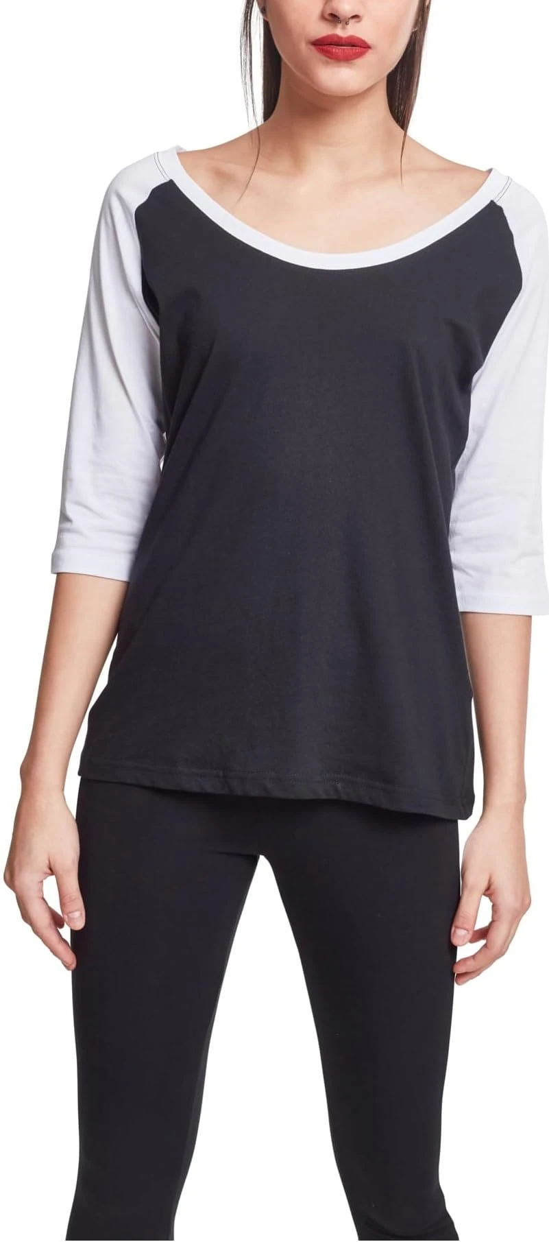 Urban Classics Women's Ladies 3/4 Contrast Raglan Tee T-Shirt Not Applicable, Multicolour (Blk/White (2-Pack) 02157), X-Small