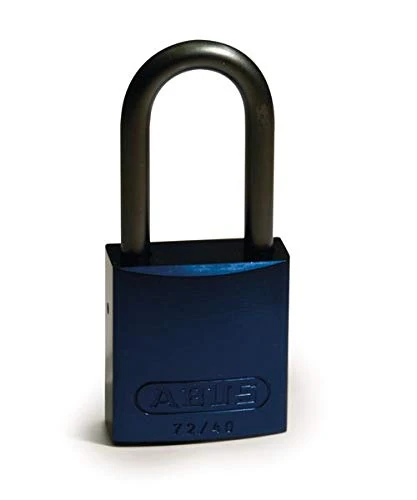 Aluminum Padlock with Aluminum Shackle, 40mm x 89mm x 19mm, Blue, Pack of 6