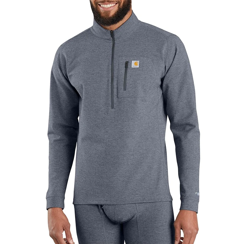Carhartt Men's Base Force Heavyweight Quarter-Zip Layer Top, Navy Heather, XXXXL
