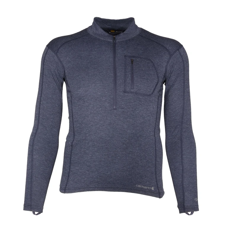 Carhartt Men's Base Force Heavyweight Polyester-Wool Quarter-Zip Layer Top, Navy Heather, XL - Image 1