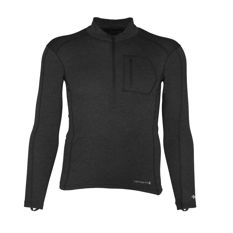 Carhartt Men's Base Force Heavyweight Polyester-Wool Quarter-Zip Layer Top, Black Heather, XXL - Image 1